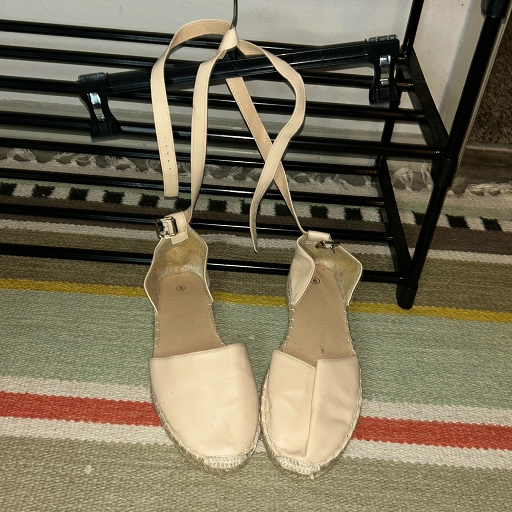 Leather boho stitch fabric shoe 👠
